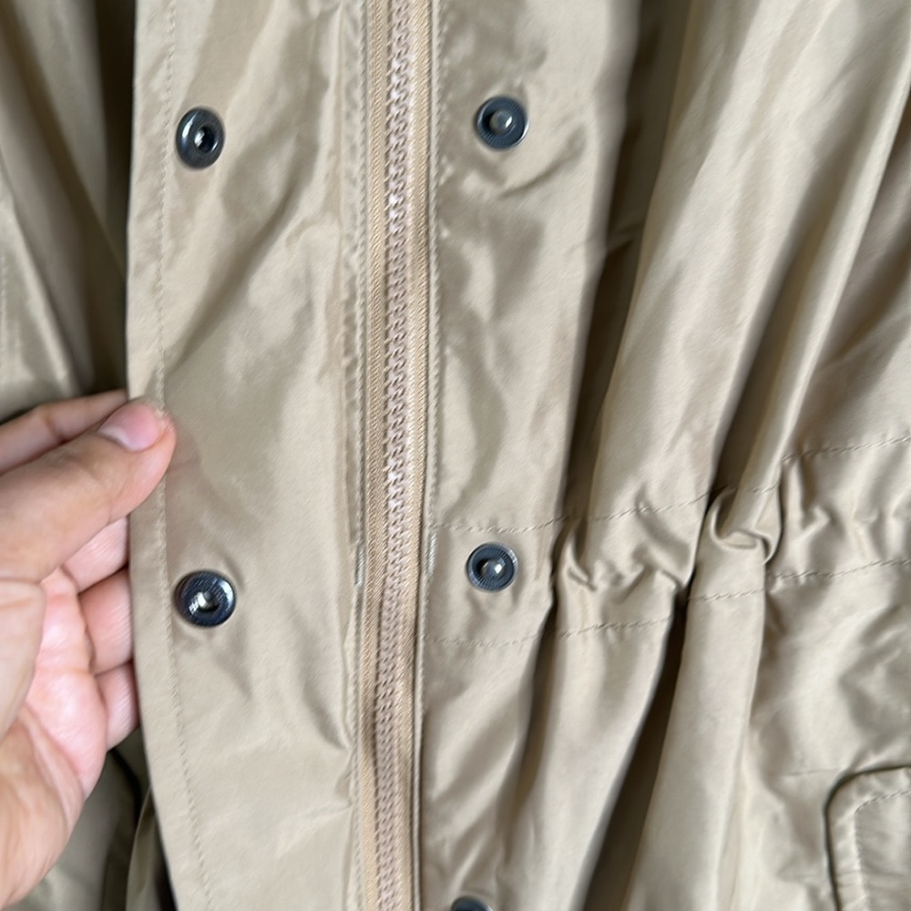 LL bean tan parka hooded rain jacket adjustable waist snap zip closure size 1x - Picture 4 of 13
